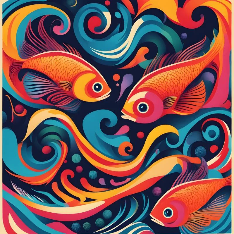 Fish pattern with vivid colours AI generated image