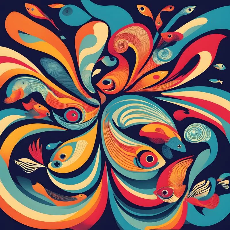 Colorful fish pattern modern vector style AI image