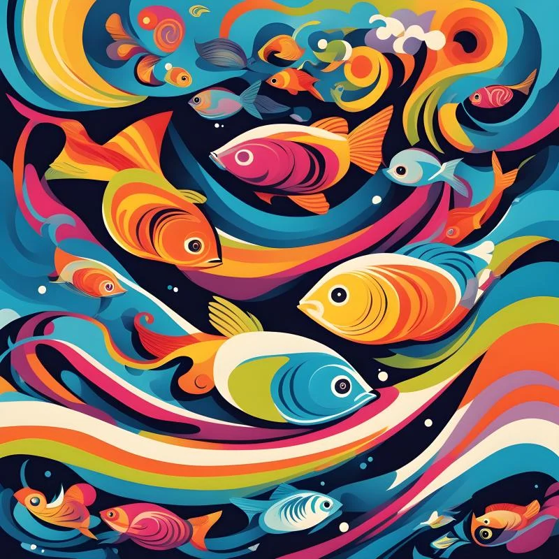 Amazing captivating fish pattern modern vector style AI image