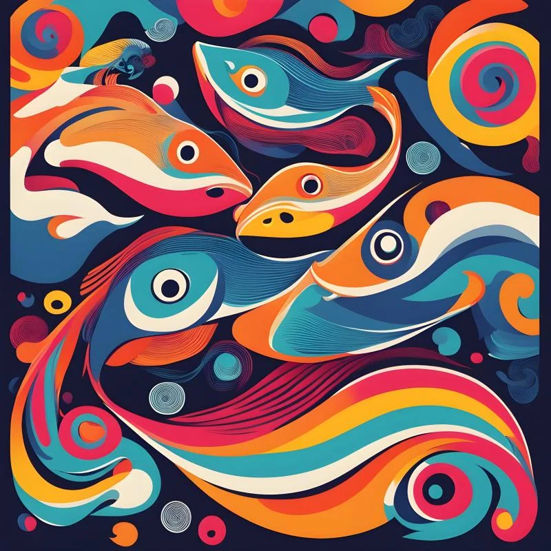 Plenty of fish pattern modern vector style AI image