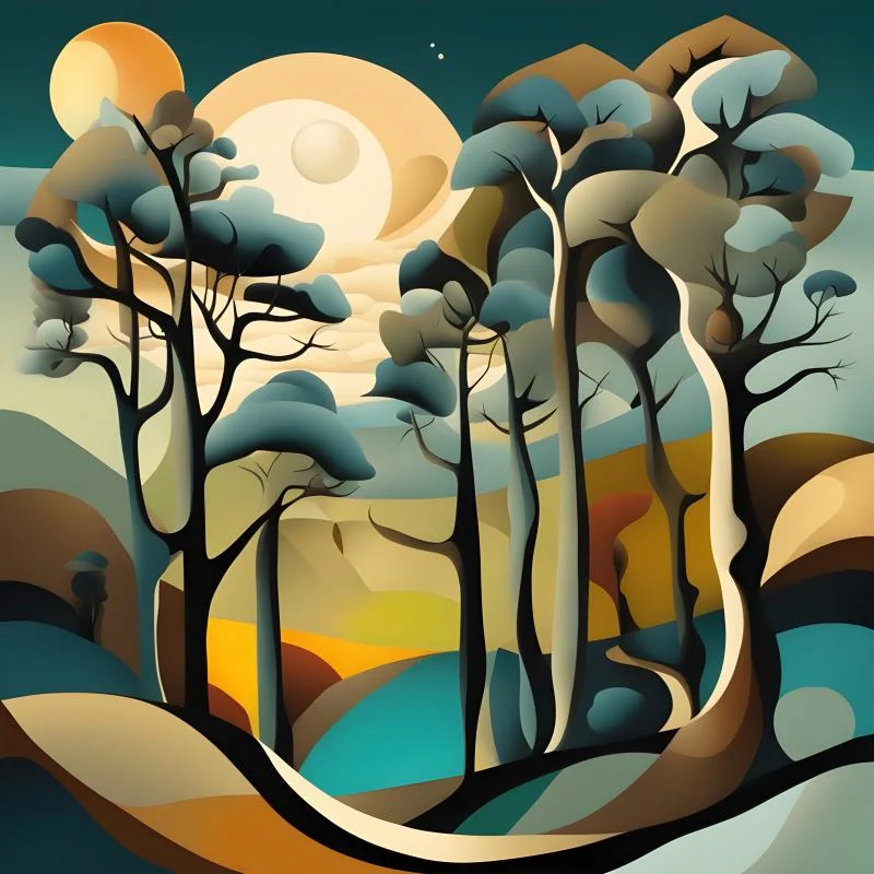 Forest trees vector style abstract image