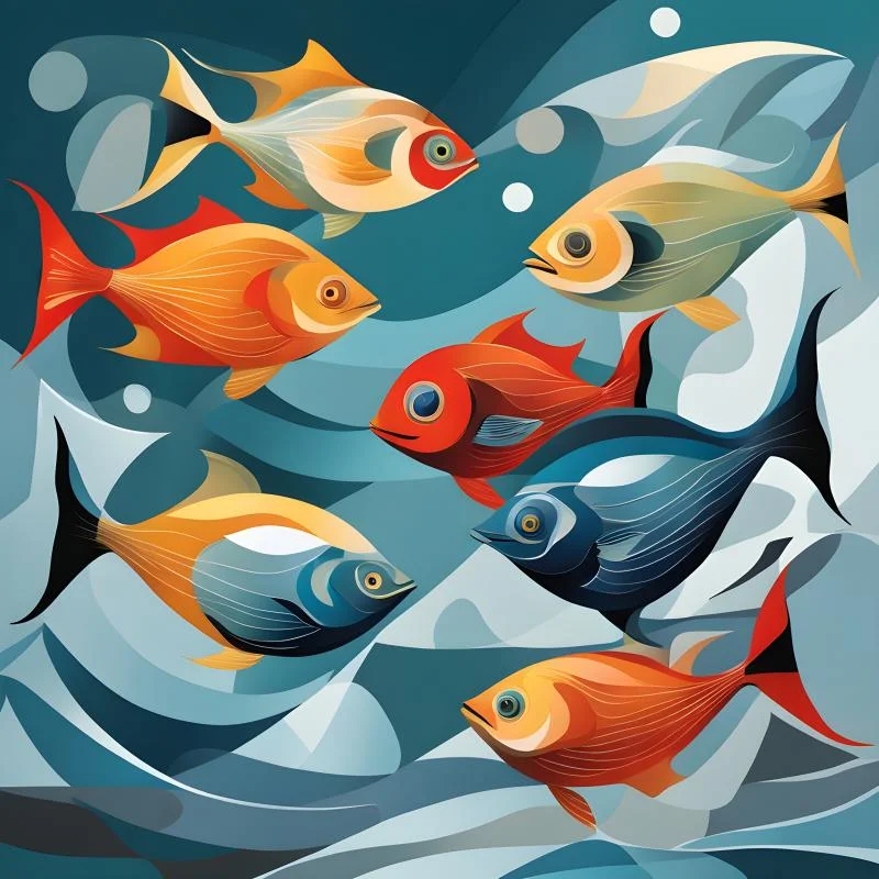 Colorful fish pattern modern style AI image