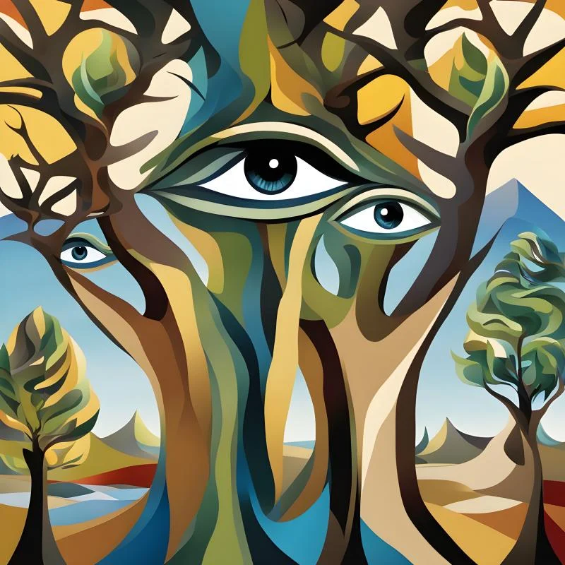 Eyes watching among trees