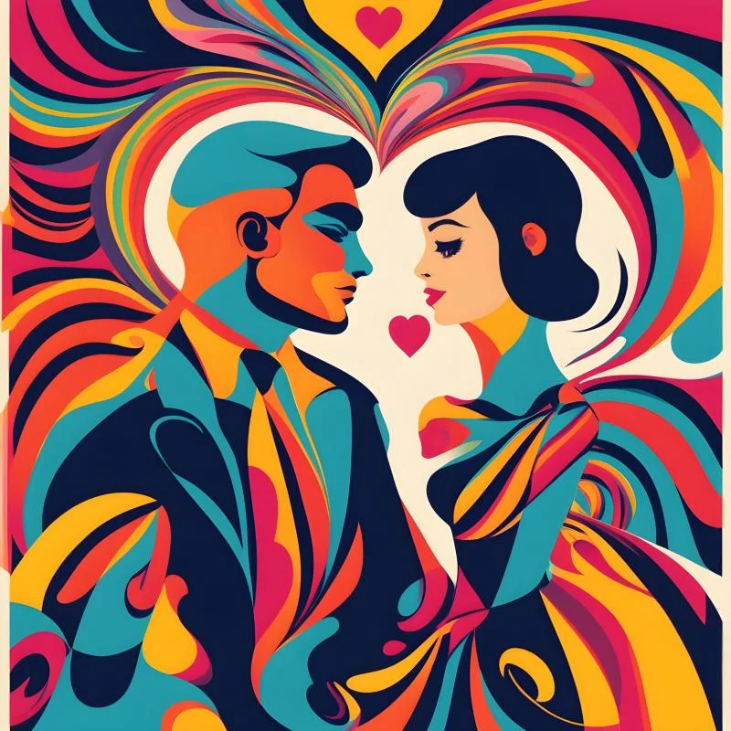 Valentines day couple colorful AI image