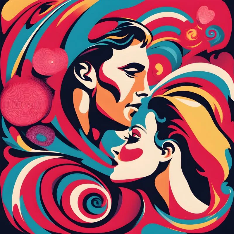 Valentines day couple colorful imaginative abstract AI image