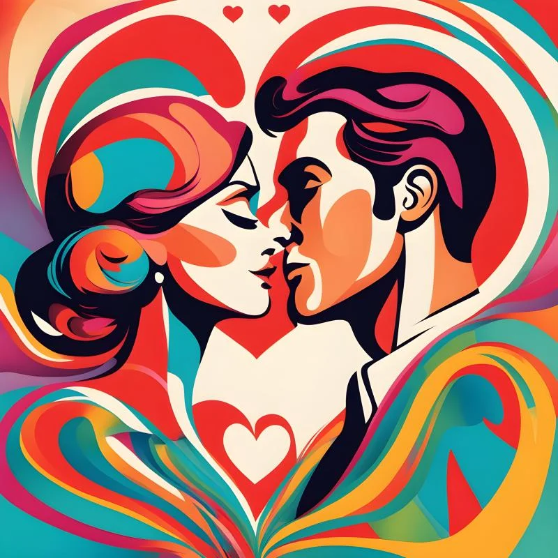Valentines day couple colorful imaginative abstract image