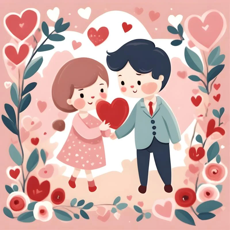 I give you my heart cute valentines day illustration AI image