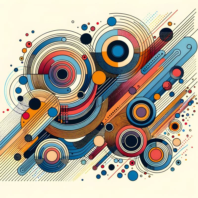 Colorful circle lines geometric abstract design AI image